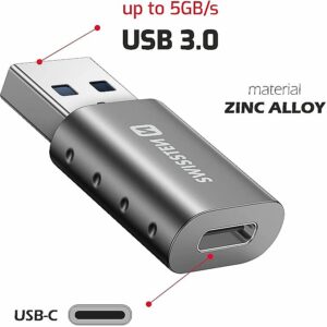 Swissten Adapter USB-A / USB-C 55500200 8595217478893