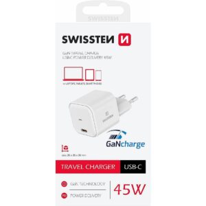 Swissten GaN Travel Charger USB-C 45W 22037010 8595217483798