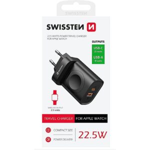 Swissten Travel Charger 1xUSB-A / 1xUSB-C / iWatch 22045520 8595217483842