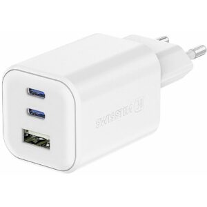 Swissten Travel Charger GaN 2x USB-C / PD USB-A / 18W QC / 65W 22071400 8595217484528