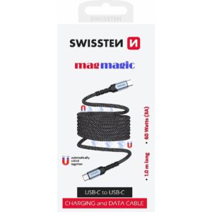 Swissten Magnetic USB-C Data Cable Self-Winding 60W 1m 71551010 8595217487260