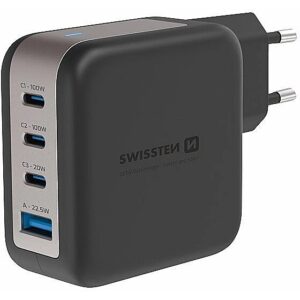 Swissten Travel Charger GaN 3x USB-C PD 100W / USB-A 18W QC 22071600 8595217488342