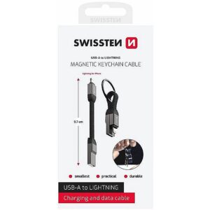 Swissten Magnetic Keychain USB-A - Lightning Cable 9.7cm 71551060 8595217488588