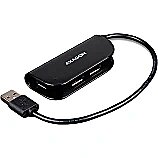 Axagon Handy four-port USB 2.0 hub with a permanently connected USB cable. Black. HUE-X4B 8595247902764