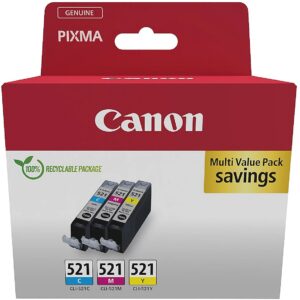 Canon CLI-521 Ink Cartridge C/M/Y Pack SEC 2934B016 8714574679310