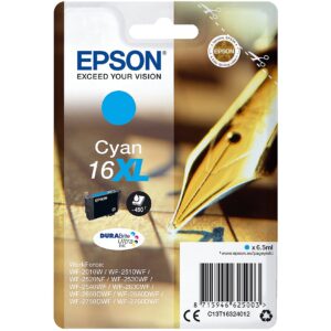 Epson 16XL ink cartridge cyan high capacity 6.5ml 450 pages 1-pack blister without alarm C13T16324012 8715946625003