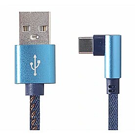 Gembird Premium jeans denim Type-C USB cable with metal connectors 1m blue angled CC-USB2J-AMCML-1M-BL 8716309116862