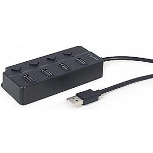 Gembird USB 2.0 powered 4-port hub with switches black UHB-U2P4P-01 8716309124683