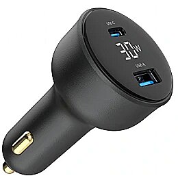 Gembird Auto lādētājs Gembird 2-port USB Car Fast Charger 30W Black TA-UC-AC2PD30LCD-CAR-01 8716309129695