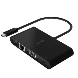 Belkin USB-C TO GIGABIT-ETHERNET/HDMI VGA/USB-A ADAPTER 100W PD BLACK AVC004BTBK 0745883799107